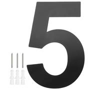 M METERXITY 1-Pack Modern Floating House Numbers for Outside, 8 Inch Stainless Steel Glossy Black Large Address Numbers Floating Mount with Nail Kits for Door/Street/Outdoors [Digit 5]