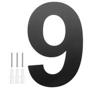 M METERXITY 1-Pack Modern Floating House Numbers for Outside, 8 Inch Stainless Steel Glossy Black Large Address Numbers Floating Mount with Nail Kits for Door/Street/Outdoors [Digit 9]