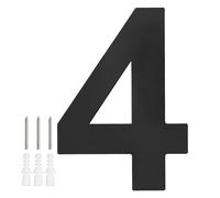 M METERXITY 1-Pack Modern Floating House Numbers for Outside, 8 Inch Stainless Steel Matte Black Large Address Numbers Floating Mount with Nail Kits for Door/Street/Outdoor [Digit 4]