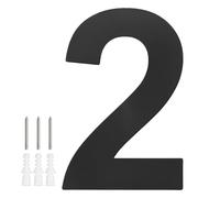 M METERXITY 1-Pack Modern Floating House Numbers for Outside, 8 Inch Stainless Steel Matte Black Large Address Numbers Floating Mount with Nail Kits for Door/Street/Outdoor [Digit 2]