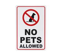 M METERXITY 1-Pack No Pets Allowed Sign, 12 x 8 Inch Rust Free No Dog Sign for Business Waterproof Aluminum Reflective Sign for Courtyard/Pool [Black on White]