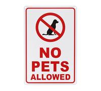 M METERXITY 1-Pack No Pets Allowed Sign, 14 x 10 Inch Rust Free No Dog Sign for Business Waterproof Aluminum Reflective Sign for Courtyard/Pool [Red on White]