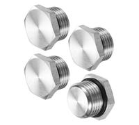 M METERXITY 1-Pack Outer Hex Head Thread Pipe Plug Fitting, 1/2 NPT Male 304 Stainless Steel Solid Thread Bung Plug with Sealing Ring for Terminating Pipe Ends