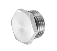 M METERXITY 1-Pack Outer Hex Head Thread Pipe Plug Fitting, M18x1.5mm Male 304 Stainless Steel Solid Thread Bung Plug with Sealing Ring for Terminating Pipe Ends