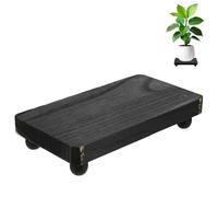 M METERXITY 1-Pack Plant Risers for Inside Pots, 20 x 11 Cm/7.87 x 4.33 Inch Wooden Tray for Kitchen/Bathroom/Farmhouse/Decor/Soap/Dish/Perfume, Pots Stand [Black]