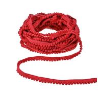 M METERXITY 1-Pack Pom Pom Ball Fringe Trim, 10 Yards 5mm Ball Fringe Trim Ribbon Sewing Accessory for Home Decoration/DIY Crafts/Curtain/Pillow [Bright Red]