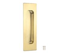 M METERXITY 1-Pack Recessed Finger Pulls, 4.72 Inch Stainless Steel Sliding Closet Door Handles for Barn Door, Rectangular Flush Pulls Handles [Gold Tone]
