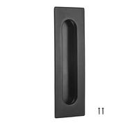 M METERXITY 1-Pack Recessed Finger Pulls, 5.90 Inch Inner Circle 304 Stainless Steel Sliding Closet Door Handles for Barn Door, Rectangular Flush Pulls Handles [Black]
