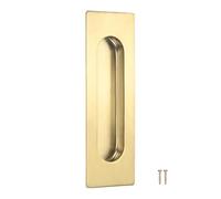 M METERXITY 1-Pack Recessed Finger Pulls, 5.90 Inch Inner Circle 304 Stainless Steel Sliding Closet Door Handles for Barn Door, Rectangular Flush Pulls Handles [Gold Tone]
