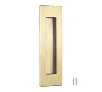 M METERXITY 1-Pack Recessed Finger Pulls, 5.90 Inch Square 304 Stainless Steel Sliding Closet Door Handles for Barn Door, Rectangular Flush Pulls Handles [Gold Tone]