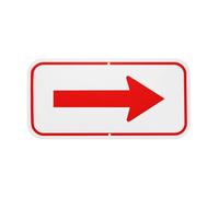 M METERXITY 1-Pack Red Arrow Signs, 11.81 x 5.91 Aluminum Reflective One-way Arrow Sign for Outdoor Lawn Garden Ground Decorations, Street Sign [White/Red]