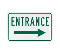 M METERXITY 1-Pack Right Arrow Entrance Sign 12x8 Inch Aluminum Reflective Enter Here Signs Rust Free Waterproof Entrance Signs for Business/Door[Green Letters On White Background]