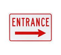 M METERXITY 1-Pack Right Arrow Entrance Sign 12x8 Inch Aluminum Reflective Enter Here Signs Rust Free Waterproof Entrance Signs for Business/Door[Red Letters On White Background]