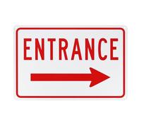 M METERXITY 1-Pack Right Arrow Entrance Sign 14x10 Inch Aluminum Reflective Enter Here Signs Rust Free Waterproof Entrance Signs for Business/Door[Red Letters On White Background]
