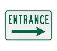 M METERXITY 1-Pack Right Arrow Entrance Sign 14x10 Inch Aluminum Reflective Enter Here Signs Rust Free Waterproof Entrance Signs for Business/Door[Green Letters On White Background]