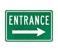M METERXITY 1-Pack Right Arrow Entrance Sign 14x10 Inch Aluminum Reflective Enter Here Signs Rust Free Waterproof Entrance Signs for Business/Door[White Letters On Green Background]