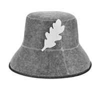 M METERXITY 1-Pack Sauna Hat for Women and Men, Felt Sauna Cap Vaporarium Soft Durable Comfortable Breathable for Spa/Steam Room/Bath House Accessories, Bucket Hat [Leaf, Grey]