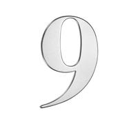 M METERXITY 1-Pack Self-adhesive House Number, 2 Inch 304 Stainless Steel Mailbox Number Address Number for House/Office/Hotel/Farmhouse, House Number for Outside [Number 9, Silver]