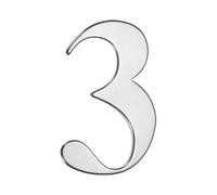 M METERXITY 1-Pack Self-adhesive House Number, 3 Inch 304 Stainless Steel Mailbox Number Address Number for House/Office/Hotel/Farmhouse, House Number for Outside [Number 3, Silver]