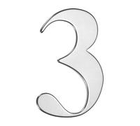 M METERXITY 1-Pack Self-adhesive House Number, 5 Inch 304 Stainless Steel Mailbox Number Address Number for House/Office/Hotel/Farmhouse, House Number for Outside [Number 3, Silver]