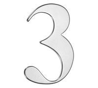 M METERXITY 1-Pack Self-adhesive House Number, 6 Inch 304 Stainless Steel Mailbox Number Address Number for House/Office/Hotel/Farmhouse, House Number for Outside [Number 3, Silver]