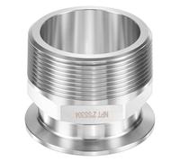 M METERXITY 1-Pack Tri Sanitary 2 in Clamp Fittings to 2 in NTP Male Thread Stainless Steel Pipe Hexagon Fitting for Food/Beverage/Home Brew Adapter Connector, Ferrule OD 64mm