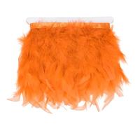 M METERXITY 1-Pack Turkey Feather Trim Fringe, 2 Yards 10-15 cm Natural Fluffy Feather Trim for Crafting/DIY Sewing/Party Clothing/Wedding Dress Decoration/Dream Catcher [Orange]