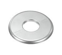 M METERXITY 1-Pack Wall Split Flange, ABS Round Self-Adhesive Escutcheon Plate Cover Buckle for 33mm/1.3in Dia Pipe Accessories/Floor/Ceiling, Plumbing Cover Plates [Silver,6mm/0.24in H]
