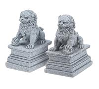 M METERXITY 1 Pair Fu Dogs Statues, 1.8" H Stone Guard Lion Statues Guard Against Evil Energy Chinese Feng Shui Decor for Living Rooms/Desks/Bedrooms/Miniature Landscapes [Marble]