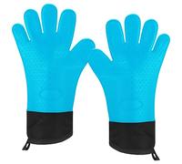 M METERXITY 1-Pair Silicone Gloves Heat Resistant, Non-Slip Grilling Gloves for BBQ/Oven, High Heat Oven Mitts [33cm, Blue]
