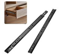 M METERXITY 1-Pair Soft Close Drawer Slides, 13.8 Inch/ 350mm Full Extension Ball Bearing Drawer Slides for Furniture/Cabinets, Cold Rolled Steel 2 Fold Cabinet Rails 55lb Capacity [Black]