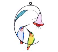 M METERXITY 1-Pcs Hummingbird Stained Glass Window Hanging, Acrylic Hummingbird Suncatcher with Flowers for Window Hanging/Home Decor, Stained Glass Birds [Colorful-6]