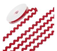 M METERXITY 1-Roll Rick Rack Trim, 10 Yard 15mm / 0.6 Inch Wave Bending Fringe Trimming Ribbon for Sewing/DIY Crafts/Clothes/Decoration, Polyester RIC Rac Trim [Red]