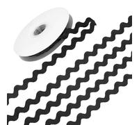 M METERXITY 1-Roll Rick Rack Trim, 10 Yard 15mm / 0.6 Inch Wave Bending Fringe Trimming Ribbon for Sewing/DIY Crafts/Clothes/Decoration, Polyester RIC Rac Trim [Black]