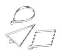 M METERXITY 1 Set/30Pcs Open Bezels for Resin - Hollow Frames Alloy Drop Shape, Triangle, Rhombus, Apply to DIY Crafts Pendants Pressed Flowers (Silver Tone)