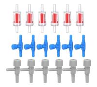 M METERXITY 1-Set Aquarium Air Valve, for 3/16" Airline Tubing PVC Aquarium with L-Shape Air Control Valves Check Valves for Fish Tanks/Aquaculture, Regulators Air Pump Adjustable [Blue, Red]