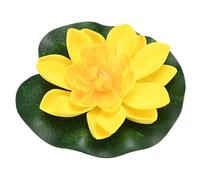 M METERXITY 1-Set Artificial Floating Foam Lotus Flower with Water Lily Pad, 4 Inch Fake Lotus Flowers Water Lilies for Pool/Fountain/Garden Decor, Pond Plants Ornaments [Yellow]
