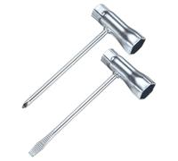 M METERXITY 1-Set Chainsaw Scrench 13mm by 19mm Steel Combination Screwdriver and Wrench Torx Slotted Screwdriver t Wrench for Spark Plug/Saws Chains/Nuts [1.4mm Thick, Silver Tone]