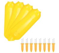 M METERXITY 1-Set Corn Holders and Dishes, 2.3 Inch Stainless Steel Corn on the Cob Holders with Anti-Scald Handles for BBQ/Parties/Home Cooking/Camping, Cob Skewers [Yellow]