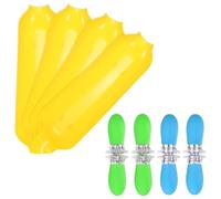 M METERXITY 1-Set Corn Holders and Dishes, 3.1 Inch Stainless Steel Corn on the Cob Holders with TPR Handles and Interlocking Design for BBQ, Cob Skewers [4 Green + 4 Blue + 4 Yellow]