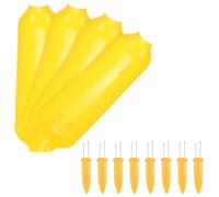 M METERXITY 1-Set Corn Holders and Dishes, 3.5 Inch Stainless Steel Corn on the Cob Holders with Anti-Scald Handles for BBQ/Parties/Home Cooking/Camping, Cob Skewers [Yellow]