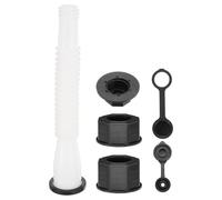 M METERXITY 1-Set Gas Can Spout Replacement, 7.9 Inch Upgraded Anti-Spill Gas Can Nozzle, with Thick Rubber Pad, Spout Cover, Base Caps Fit for Most 1/2/5/10 Gal Oil Cans[White+Black]