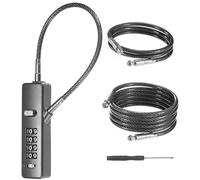 M METERXITY 1-Set Gate Locks for Outdoor Fence Heavy Steel Cable Keyless 4-Digit Combination Lock W 3 Replaceable Ropes for Cabinet/Snowboard/Bike/Locker Resettable Code Security Cable [Grey]
