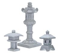 M METERXITY 1 Set Mini Lantern Pagoda Statues, Sandstone Home Landscape Accessories Japanese Decor Mini Chinese Pagoda for Aquarium/Fish Tank/Garden Decor [3 Pack]