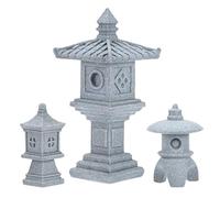 M METERXITY 1 Set Miniature Lantern Pagoda Statues, Sandstone Tiny Home Landscape Accessories Japanese Decor Mini Chinese Pagoda for Aquarium/Fish Tank/Garden Decor [3 Pack]