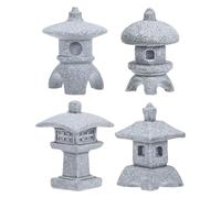 M METERXITY 1 Set Miniature Lantern Pagoda Statues, Sandstone Tiny Home Landscape Accessories Japanese Decor Mini Chinese Pagoda for Aquarium/Fish Tank/Garden Decor [4 Pack]