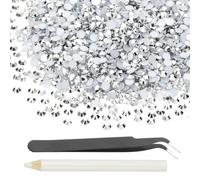 M METERXITY 1-Set Resin Flatback Rhinestone, 4mm Flat Back Rhinestones Crystals Bulk for Crafts/Clothes/Nail Decoration, 25000 Pack with 1 Wax Pen and 1 Tweezer [Silver Tone]