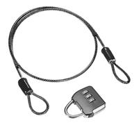 M METERXITY 1-Set Security Cable Lock with 3 Digit Combination Lock, 1.64FT PVC Coated Steel Luggage Lock Wire Rope for Luggage Suitcase/Outdoor Travel/Bike, Double Loop Cable [Black]