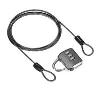 M METERXITY 1-Set Security Cable Lock with 3 Digit Combination Lock, 3.28FT PVC Coated Steel Luggage Lock Wire Rope for Luggage Suitcase/Outdoor Travel/Bike, Double Loop Cable [Black]