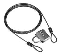 M METERXITY 1-Set Security Cable Lock with 3 Digit Combination Lock, 4.92FT PVC Coated Steel Luggage Lock Wire Rope for Luggage Suitcase/Outdoor Travel/Bike, Double Loop Cable [Black]